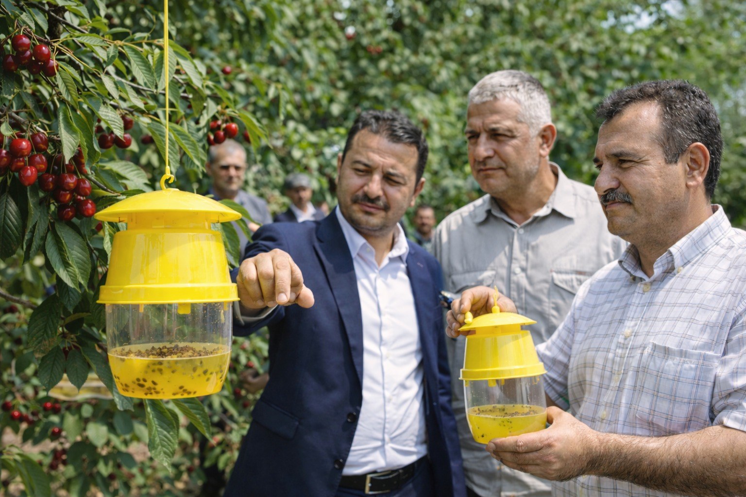 AFYONKARAHİSAR ÇAY’DA KİRAZ ÜRETİCİLERİNE TUZAK DESTEĞİ