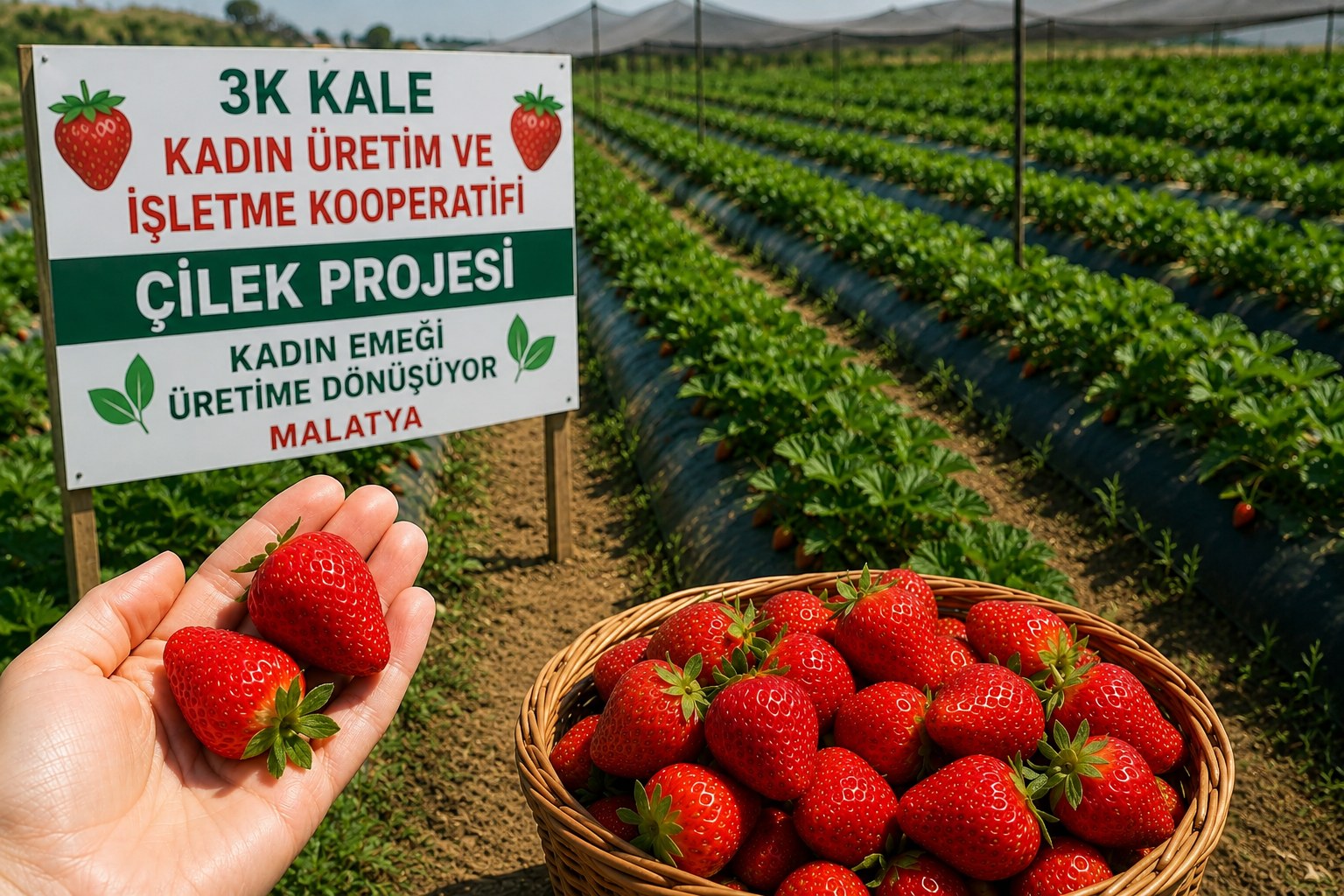 MALATYADA KADIN ELİYLE ÇİLEK ÜRETİMİ GÜÇLENİYOR