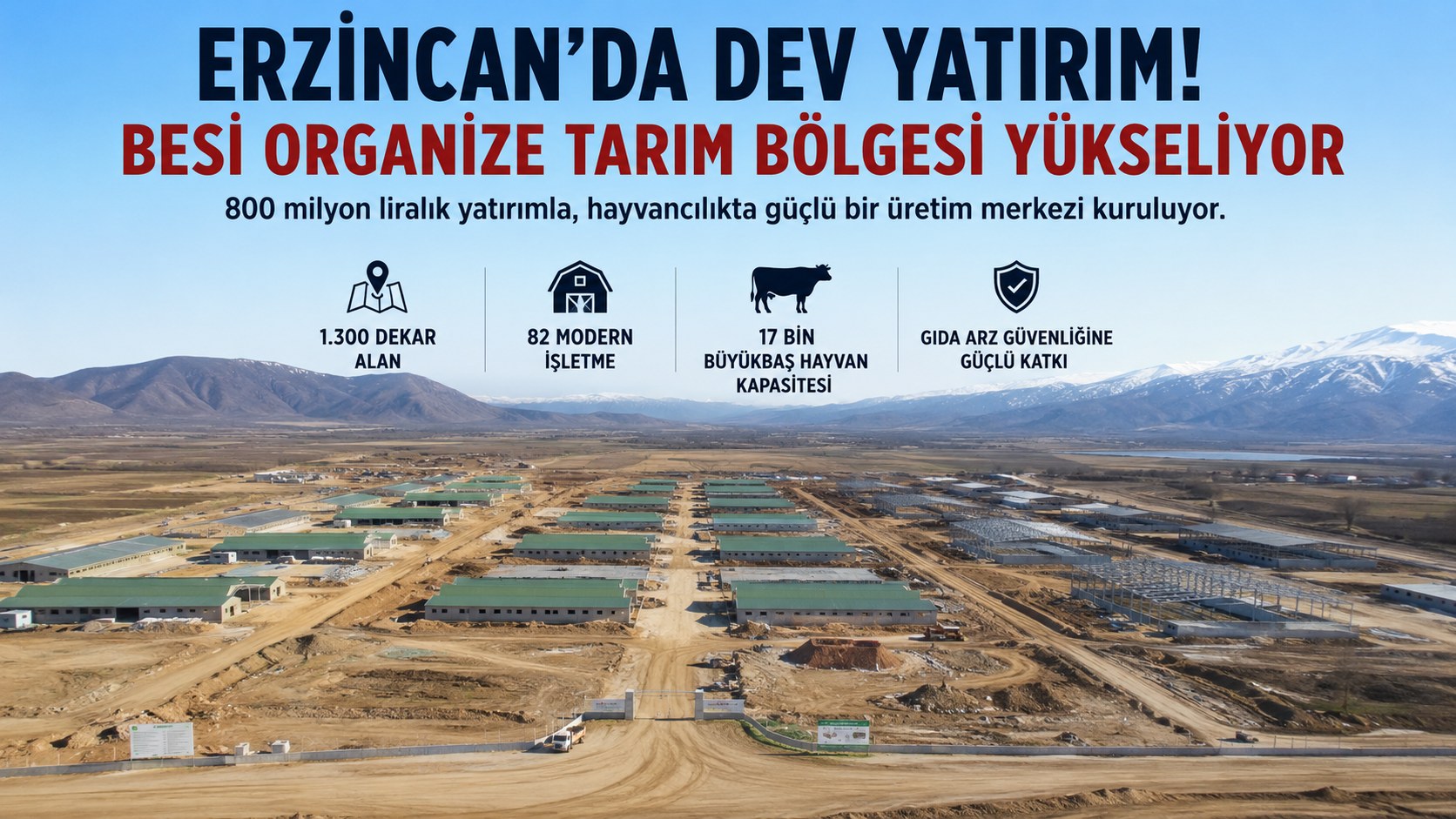ERZİNCAN'DA 800 MİLYON LİRALIK DEV HAYVANCILIK YATIRIMI