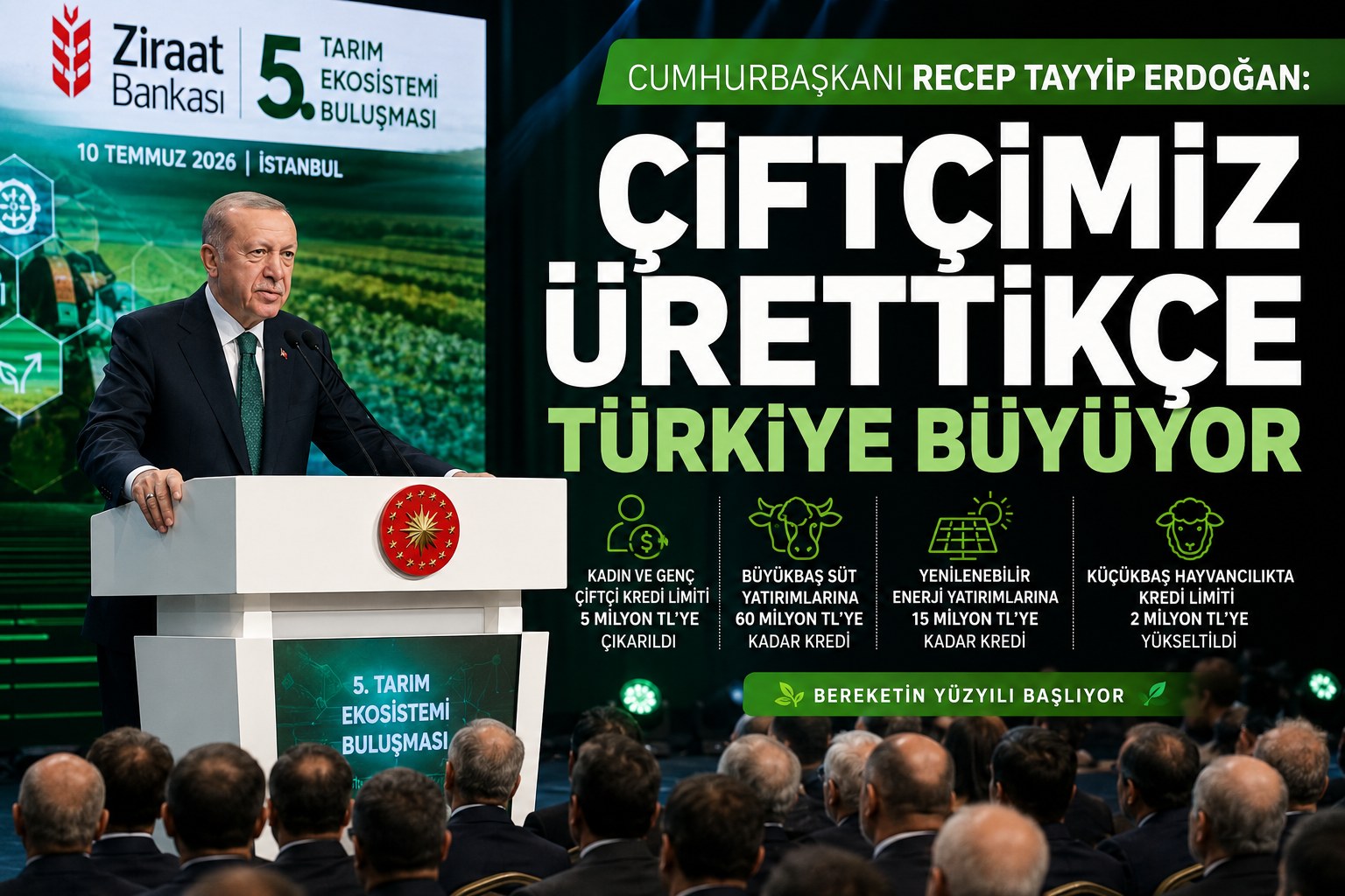 ERDOĞAN'DAN ÇİFTÇİYE 5 BÜYÜK MÜJDE