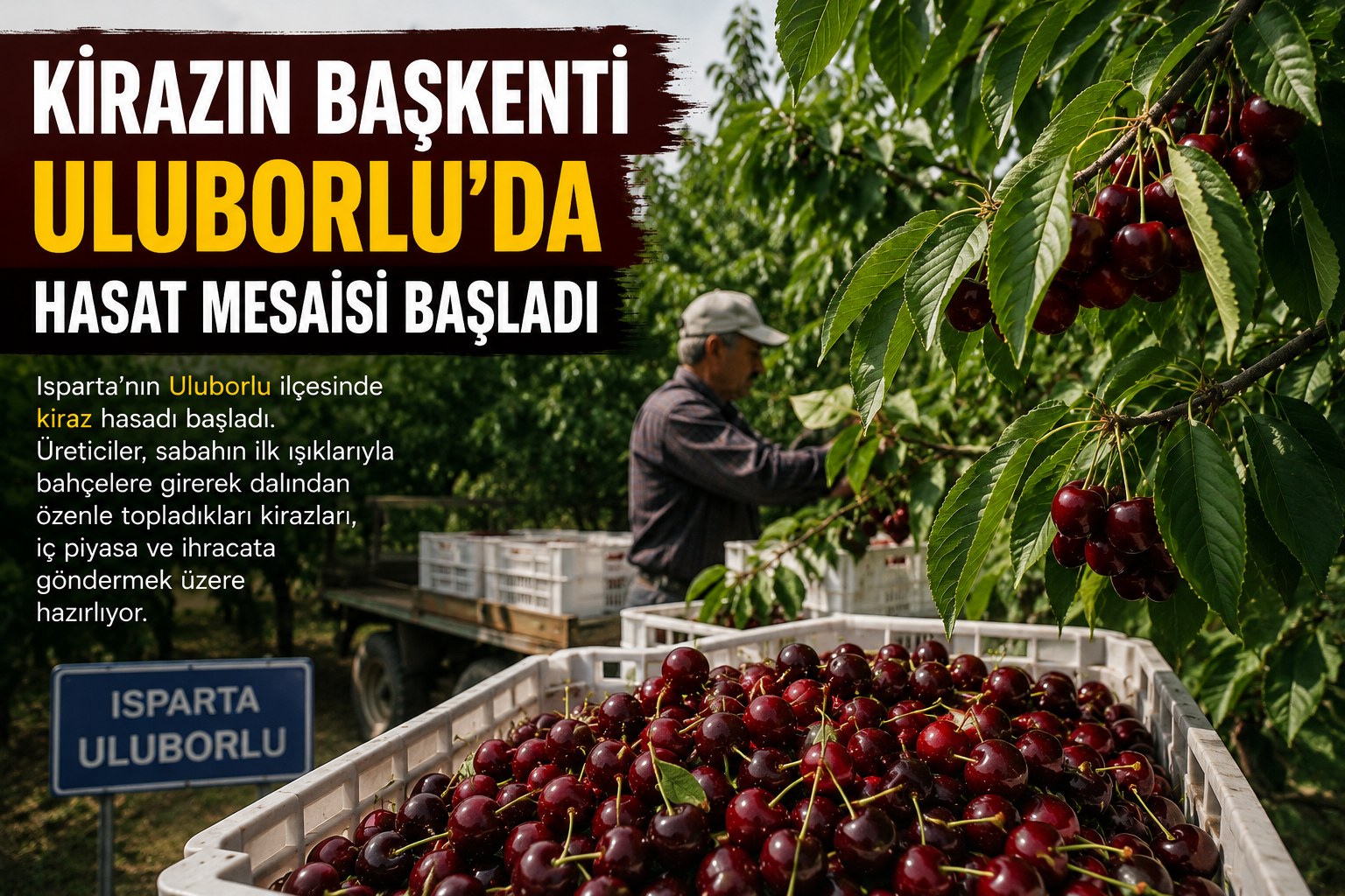 ISPARTA ULUBORLU’DA KİRAZ HASADI BAŞLADI