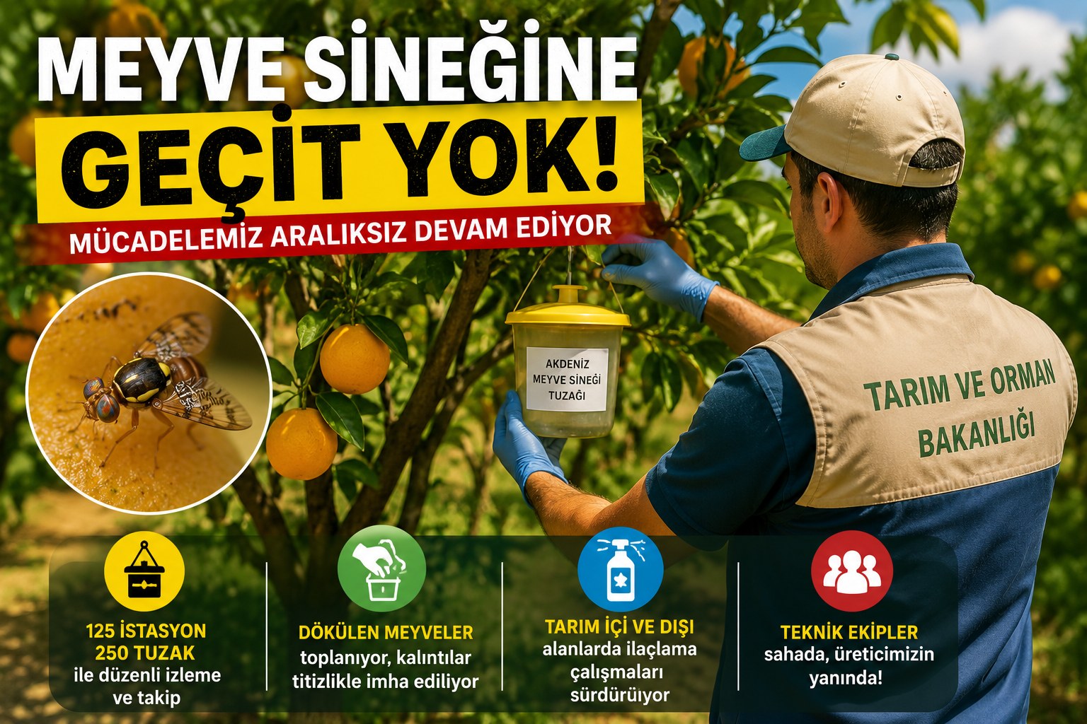 AKDENİZ MEYVE SİNEĞİNE YOĞUN MÜCADELE