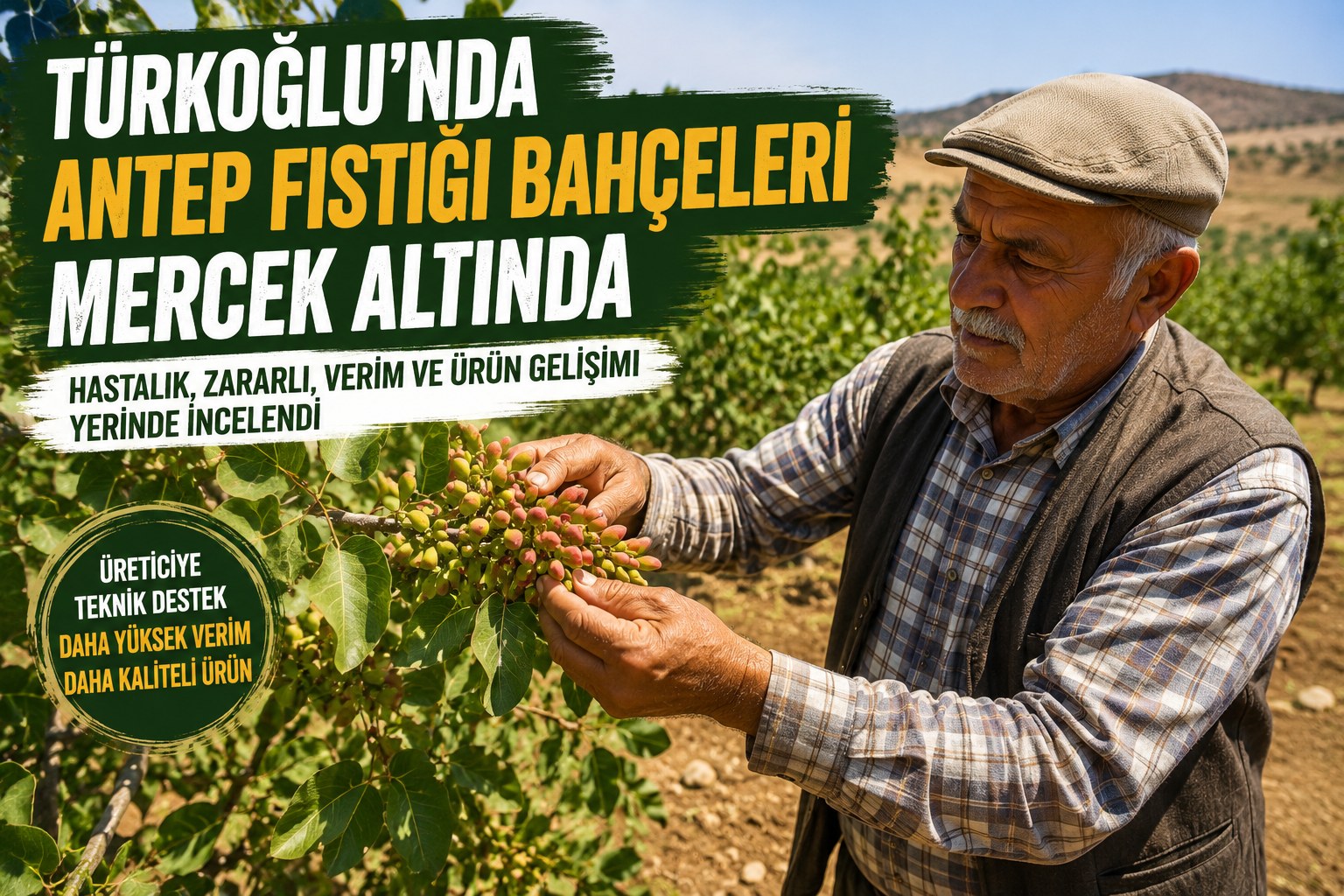 TÜRKOĞLU'NDA ANTEP FISTIĞI BAHÇELERİ MERCEK ALTINDA