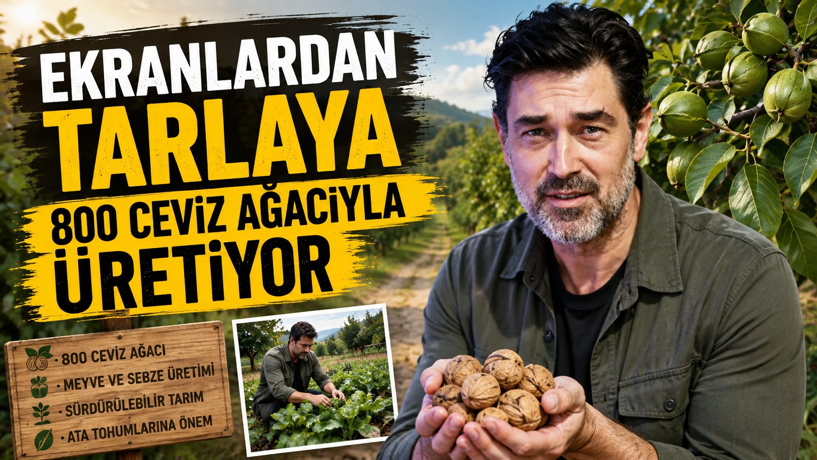 EKRANLARDAN TARLAYA 800 CEVİZ AĞACIYLA ÜRETİYOR