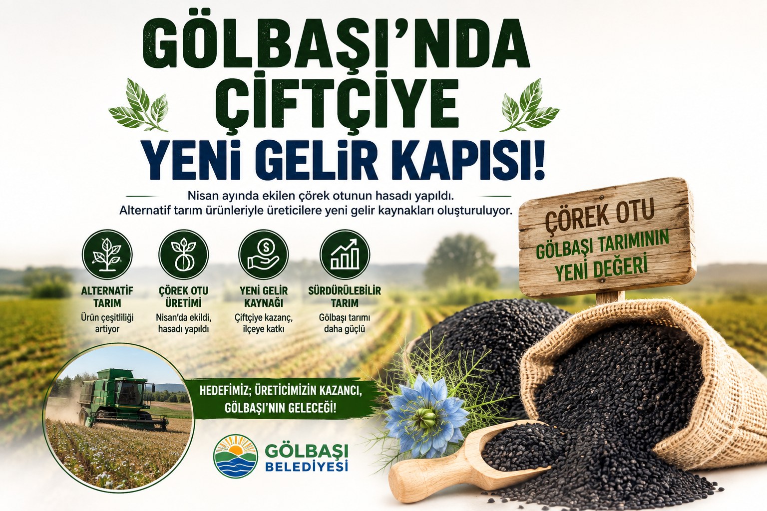 GÖLBAŞI’NDA ÇİFTÇİYE YENİ GELİR KAPISI