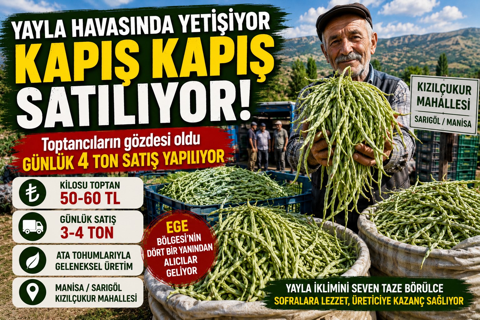YAYLADA YETİŞİYOR KAPIŞ KAPIŞ SATILIYOR